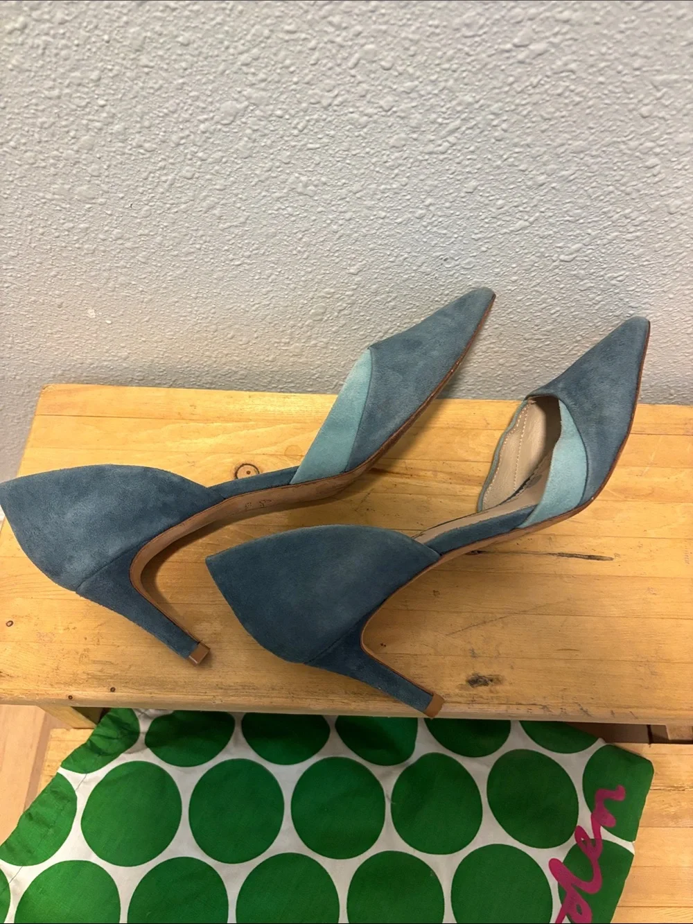 Boden Teal Suede Pointed-Toe D'Orsay Pumps